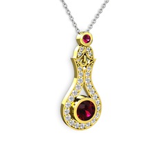 Lale Kolye - Rodolit garnet ve swarovski 925 ayar altın kaplama gümüş kolye (40 cm gümüş rolo zincir) #hyrbc8