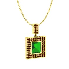 Albera Kolye - Yeşil kuvars ve garnet 925 ayar altın kaplama gümüş kolye (40 cm altın rolo zincir) #10wfzh4