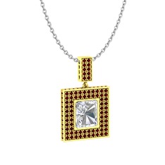 Albera Kolye - Swarovski ve garnet 18 ayar altın kolye (40 cm beyaz altın rolo zincir) #11llq68