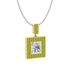 Albera Kolye - Swarovski ve peridot 14 ayar altın kolye (40 cm beyaz altın rolo zincir) #1c3chya