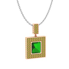 Albera Kolye - Yeşil kuvars ve peridot 925 ayar rose altın kaplama gümüş kolye (40 cm gümüş rolo zincir) #1dzlb20