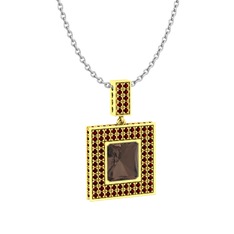 Albera Kolye - Dumanlı kuvars ve garnet 14 ayar altın kolye (40 cm beyaz altın rolo zincir) #1jr7e6g