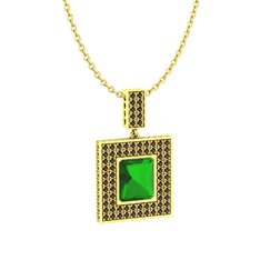 Albera Kolye - Yeşil kuvars ve dumanlı kuvars 8 ayar altın kolye (40 cm altın rolo zincir) #aznuhu