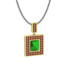 Albera Kolye - Yeşil kuvars ve rodolit garnet 14 ayar altın kolye (40 cm gümüş rolo zincir) #yl3hmu