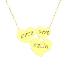 Kalpli Aile İsim Kolye - 14 ayar altın kolye (40 cm altın rolo zincir) #1yvvhf5