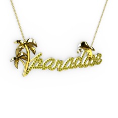 Paradise Kolye - Peridot 14 ayar altın kolye (40 cm altın rolo zincir) #1g2s7e6