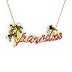 Paradise Kolye - Rodolit garnet 18 ayar altın kolye (40 cm altın rolo zincir) #1h6y7xe