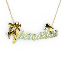 Paradise Kolye - Akuamarin 8 ayar altın kolye (40 cm altın rolo zincir) #1qq5okq
