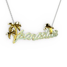 Paradise Kolye - Akuamarin 18 ayar altın kolye (40 cm beyaz altın rolo zincir) #77zzj2