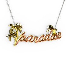 Paradise Kolye - Garnet 18 ayar altın kolye (40 cm beyaz altın rolo zincir) #e9iwq0