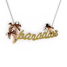 Paradise Kolye - Peridot 8 ayar rose altın kolye (40 cm beyaz altın rolo zincir) #euje0x