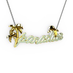 Paradise Kolye - Akuamarin 8 ayar altın kolye (40 cm gümüş rolo zincir) #hhopbc