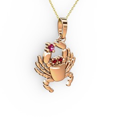 Yengeç Kolye - Rodolit garnet ve garnet 8 ayar rose altın kolye (40 cm altın rolo zincir) #10rlfn