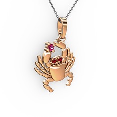 Yengeç Kolye - Rodolit garnet ve garnet 18 ayar rose altın kolye (40 cm gümüş rolo zincir) #1hcscgq