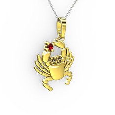 Yengeç Kolye - Garnet ve dumanlı kuvars 14 ayar altın kolye (40 cm beyaz altın rolo zincir) #1r539db