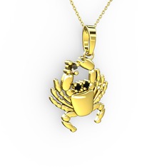 Yengeç Kolye - Dumanlı kuvars ve siyah zirkon 18 ayar altın kolye (40 cm altın rolo zincir) #1u5qqw9