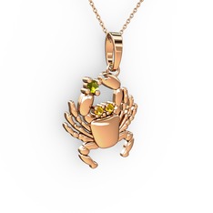 Yengeç Kolye - Peridot ve sitrin 8 ayar rose altın kolye (40 cm gümüş rolo zincir) #1v8eg47