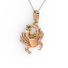 Yengeç Kolye - Peridot ve sitrin 8 ayar rose altın kolye (40 cm beyaz altın rolo zincir) #1x3qpec