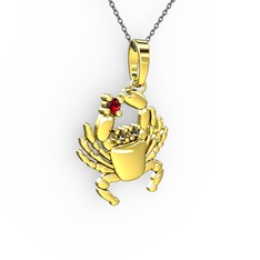 Yengeç Kolye - Garnet ve dumanlı kuvars 14 ayar altın kolye (40 cm gümüş rolo zincir) #x0szk9