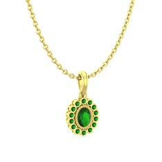 Rayiha Kolye - Yeşil kuvars 8 ayar altın kolye (40 cm altın rolo zincir) #173bkn1