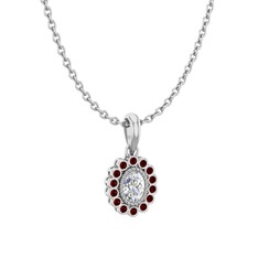 Rayiha Kolye - Swarovski ve garnet 925 ayar gümüş kolye (40 cm beyaz altın rolo zincir) #1b4j2uj