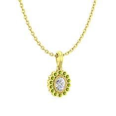 Rayiha Kolye - Swarovski ve peridot 14 ayar altın kolye (40 cm gümüş rolo zincir) #1de34p3