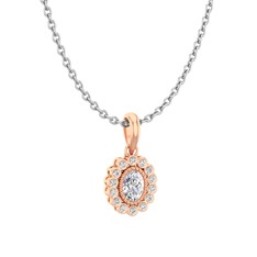 Rayiha Kolye - Swarovski 925 ayar rose altın kaplama gümüş kolye (40 cm beyaz altın rolo zincir) #1hy3lkm