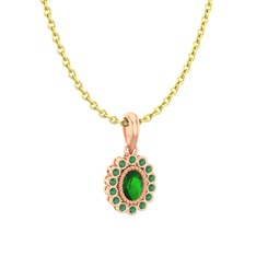 Rayiha Kolye - Yeşil kuvars ve kök zümrüt 925 ayar rose altın kaplama gümüş kolye (40 cm gümüş rolo zincir) #ejzhsm