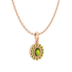 Rayiha Kolye - Peridot 8 ayar rose altın kolye (40 cm gümüş rolo zincir) #ezitsw