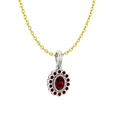 Rayiha Kolye - Garnet 18 ayar beyaz altın kolye (40 cm gümüş rolo zincir) #nokjly