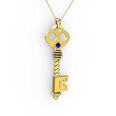 Anahtar Kolye - Lab safir 14 ayar altın kolye (40 cm altın rolo zincir) #12j39iy