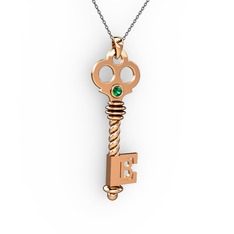 Anahtar Kolye - Yeşil kuvars 8 ayar rose altın kolye (40 cm gümüş rolo zincir) #170z3hq