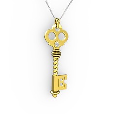 Anahtar Kolye - Beyaz zirkon 8 ayar altın kolye (40 cm beyaz altın rolo zincir) #1dt4dh2