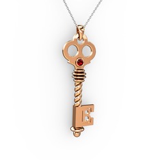 Anahtar Kolye - Garnet 18 ayar rose altın kolye (40 cm beyaz altın rolo zincir) #1lk9fbp