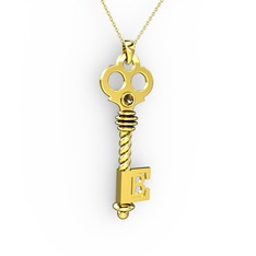 Anahtar Kolye - Dumanlı kuvars 18 ayar altın kolye (40 cm altın rolo zincir) #776c34