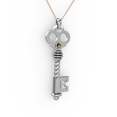 Anahtar Kolye - Dumanlı kuvars 925 ayar gümüş kolye (40 cm gümüş rolo zincir) #crez7g