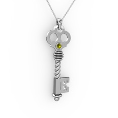 Anahtar Kolye - Peridot 925 ayar gümüş kolye (40 cm beyaz altın rolo zincir) #w9dw0j