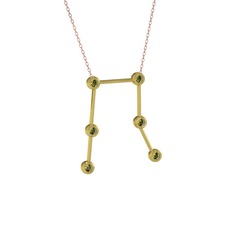 Gemini Kolye - Peridot 8 ayar altın kolye (40 cm rose altın rolo zincir) #11y4y30