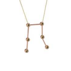 Gemini Kolye - Peridot 925 ayar rose altın kaplama gümüş kolye (40 cm altın rolo zincir) #13air6u