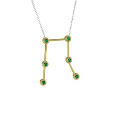 Gemini Kolye - Yeşil kuvars 14 ayar altın kolye (40 cm beyaz altın rolo zincir) #14kqqf2