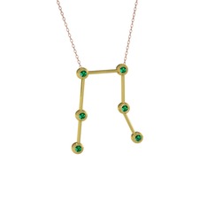 Gemini Kolye - Yeşil kuvars 8 ayar altın kolye (40 cm rose altın rolo zincir) #15c4akt