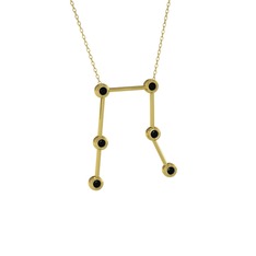 Gemini Kolye - Siyah zirkon 8 ayar altın kolye (40 cm altın rolo zincir) #19vyaff