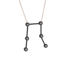 Gemini Kolye - Pırlanta 925 ayar siyah rodyum kaplama gümüş kolye (0.288 karat, 40 cm rose altın rolo zincir) #1baojgj