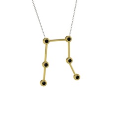 Gemini Kolye - Siyah zirkon 14 ayar altın kolye (40 cm beyaz altın rolo zincir) #1d8wurb