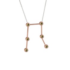 Gemini Kolye - Peridot 8 ayar rose altın kolye (40 cm beyaz altın rolo zincir) #1hyp9gz