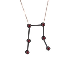Gemini Kolye - Kök yakut 925 ayar siyah rodyum kaplama gümüş kolye (40 cm rose altın rolo zincir) #1ivksus