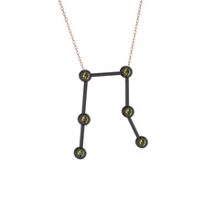 Gemini Kolye - Peridot 925 ayar siyah rodyum kaplama gümüş kolye (40 cm rose altın rolo zincir) #1lwtp45