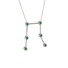Gemini Kolye - Yeşil kuvars 925 ayar gümüş kolye (40 cm rose altın rolo zincir) #1n09myd