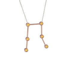 Gemini Kolye - Sitrin 18 ayar rose altın kolye (40 cm beyaz altın rolo zincir) #1q2mqjn