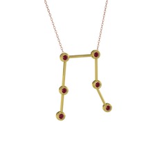 Gemini Kolye - Kök yakut 925 ayar altın kaplama gümüş kolye (40 cm rose altın rolo zincir) #1wb14b6